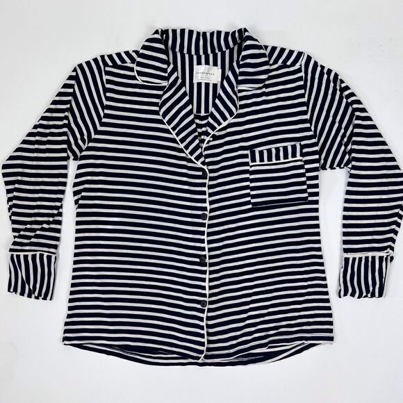 Maison Du Soir Monaco Pajama Set: Navy Stripe - Picture 6 of 14